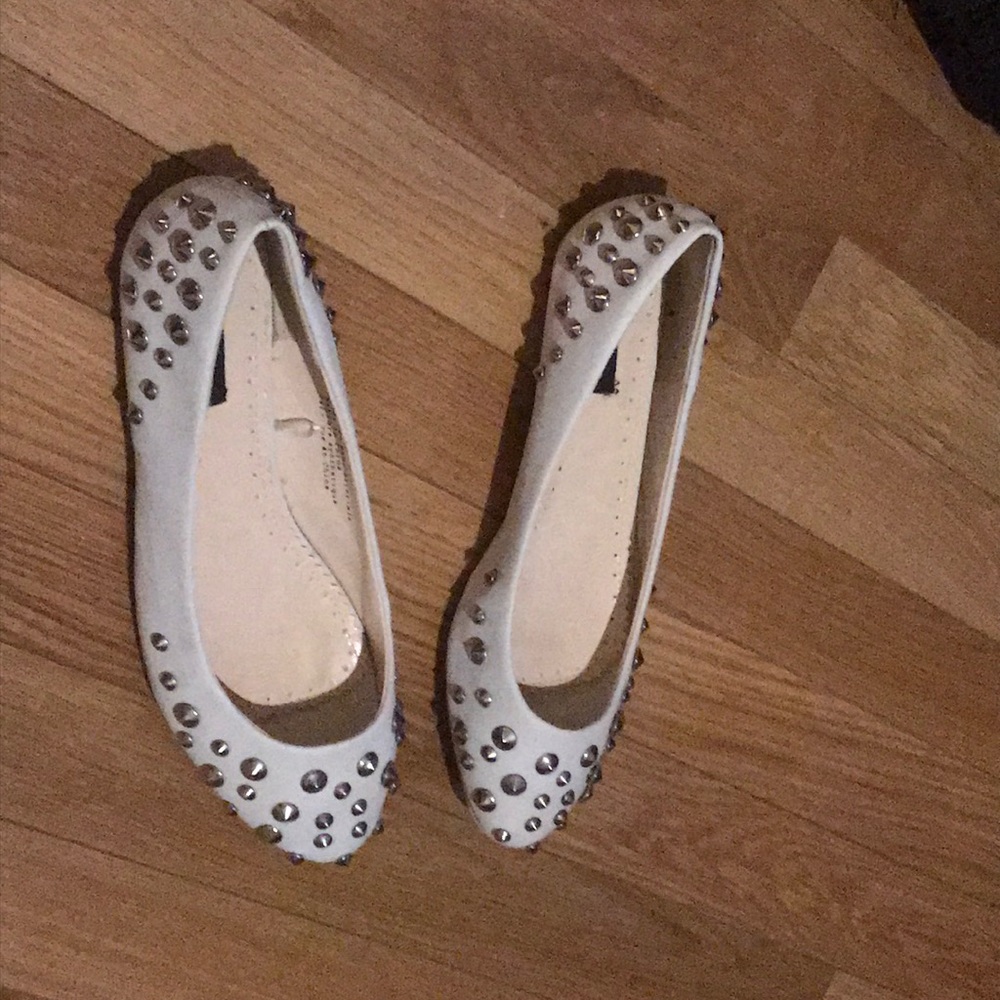 White BDG Spiked flats